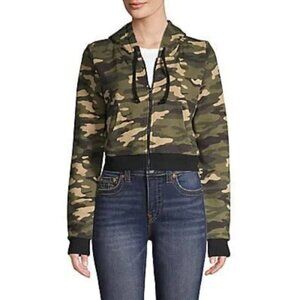 True Religion Womens Xsmall Camo Crop Zip Hoodie